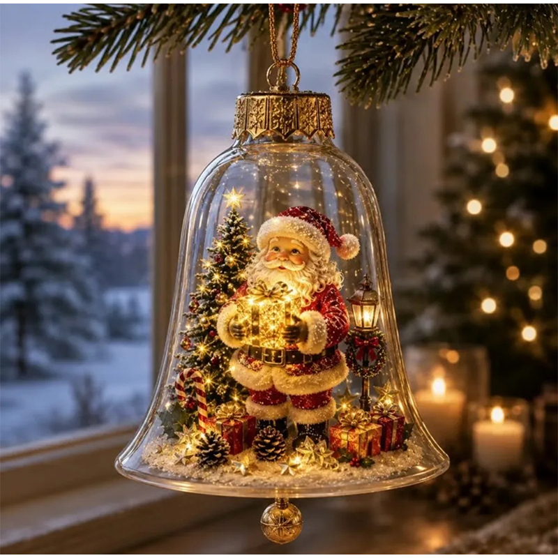 Plastic Dome Clear - 2026 Warm LED Light Christmas Bell